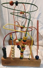 Vintage Anatex Rollercoaster Bead Maze Wood W...
