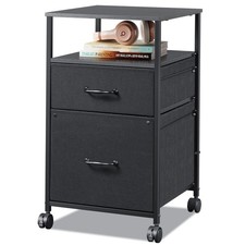 Mobile File Cabinet, Rolling Printer Stand with Open Storage Shelf, Fabric Ve...