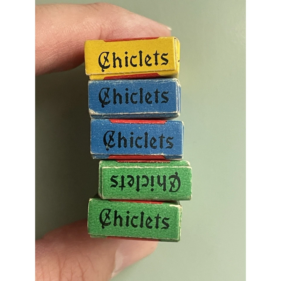 Лот из 5 1940-х Chiclets Pepsin Candy Coated Gum Adam's One Cent синий нераспечатанный - Изображение 3 из 4