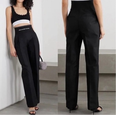Alexander Wang Wide Leg Pant With Logo Elastic And Exposed Zip