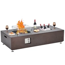 56" Gas Fire Pit Table 50000 BTU Rectangular Patio Outdoor Propane Firepits