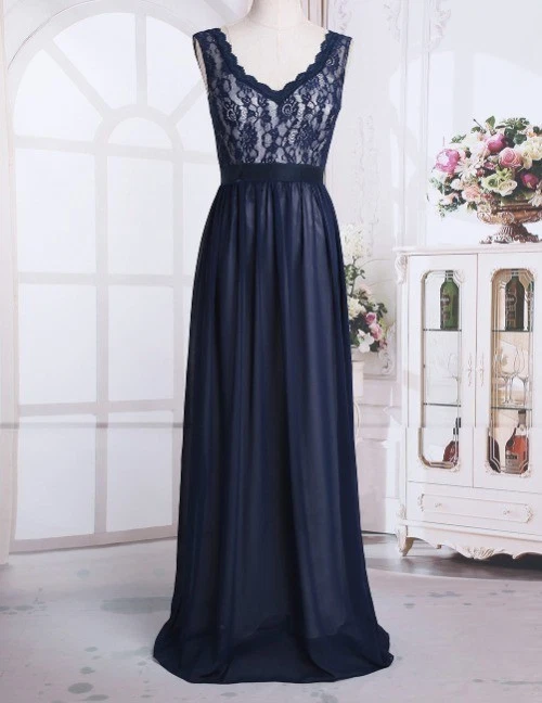 Damen Abendkleid Brautjungfern Lang Mintgrün Chiffon Spitze Gürtel Mint - Bild 2 von 4