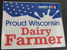 Proud Wisconsin Dairy Farmer sticker Dairy star 5.75" by 4.5" red white blue