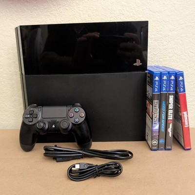 Sony PlayStation 4 Console, Games & Controller Black CUH-1001A Tested Works