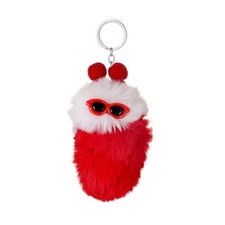 Fluffy Pom Pom Keychain Artificial Plush Multi Color White Red Fur Ball Cute