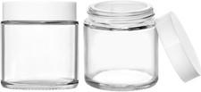 4Oz Small Glass Jars with White Lids, 2 Pack round Clear Glass Jars with Inner L