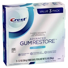 Crest Pro-Health Advanced Gum Restore Toothpaste, Deep Clean 3.7 Oz (Pack of 3)