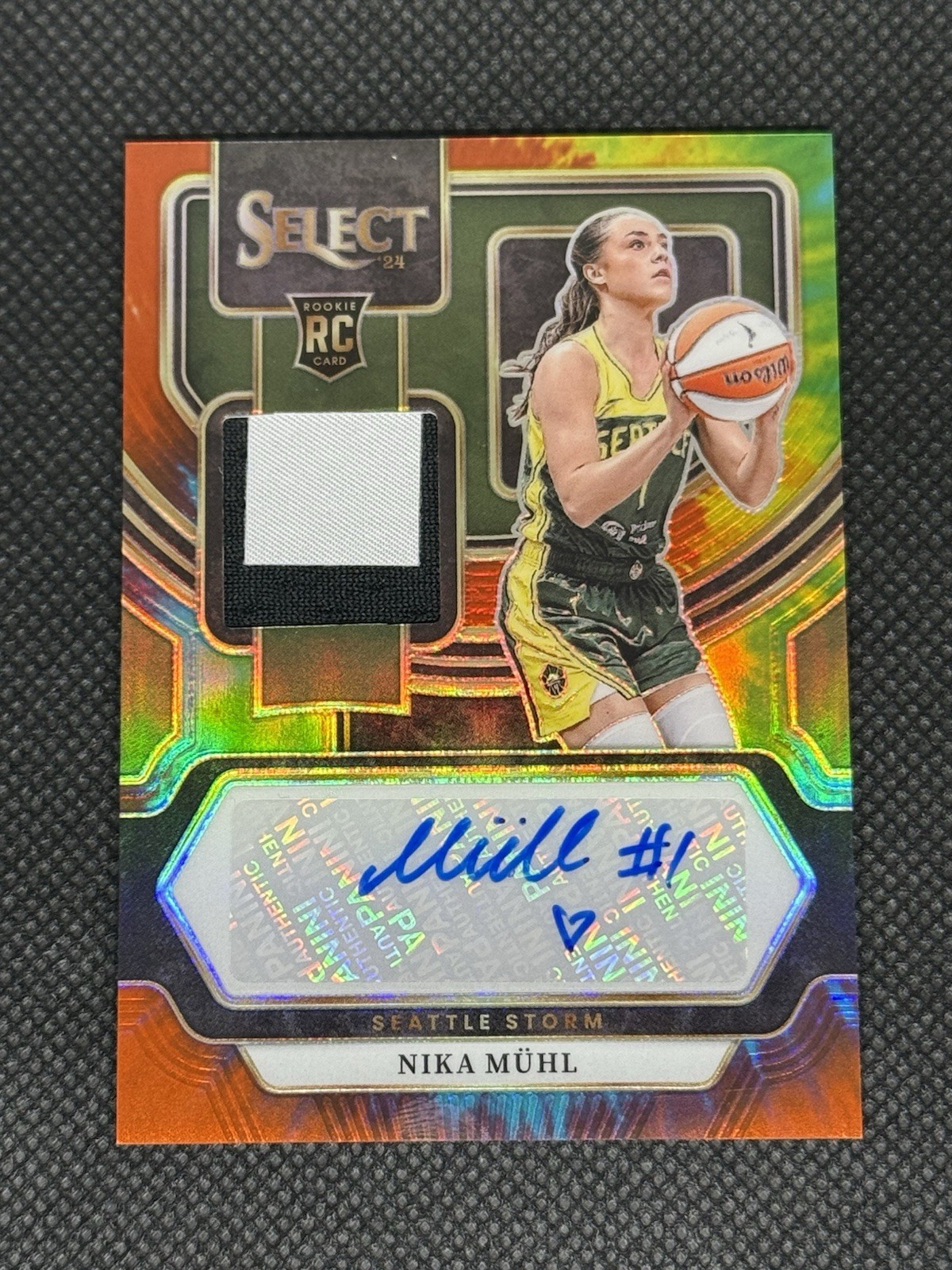 Nika Muhl 2024 Panini Select Tie Dye Rookie Patch Auto /25