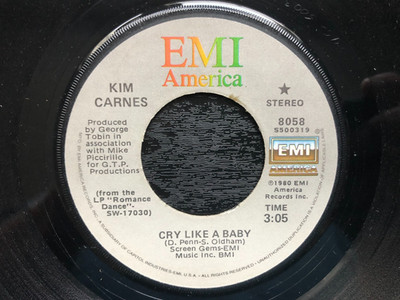 Kim Carnes CRY LIKE A BABY' 1980 EMI America 45 rpm single VG