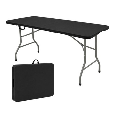 6Ft Plastic Folding Table - Ideal for Indoor/Outdoor Dining & Party Use Black