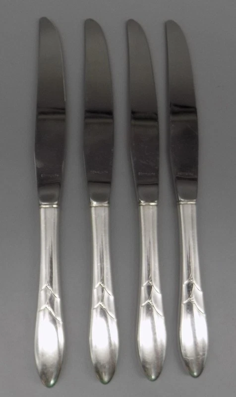 4 Oneida Community Silver Plate Lady Hamilton 1932 Serrated Modern Hollow 9 3/8