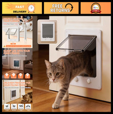 Large Indoor Cat Door with 4-Way Locking System, Easy Install, Fits Cats Up to 1