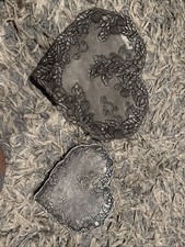 2 Carson States Metal Heart Shaped Pewter Dish Floral Berry Design Made In USA