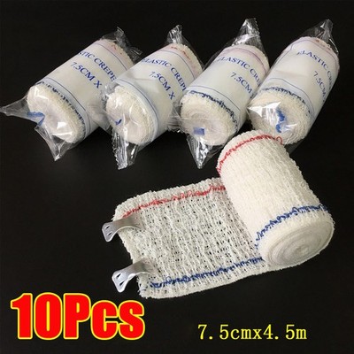 10pcs Elastic Bandage Emergency Wound Care Spandex Wrinkle Elastic Crepe Bandage