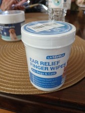 Latavola Pet Ear Relief Finger Wipes - Coconut oil - Dogs - Cats 60ct EXP 8/2027