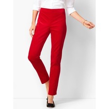 Talbots red velveteen Chatham ankle pants women's size 4P Christmas holiday