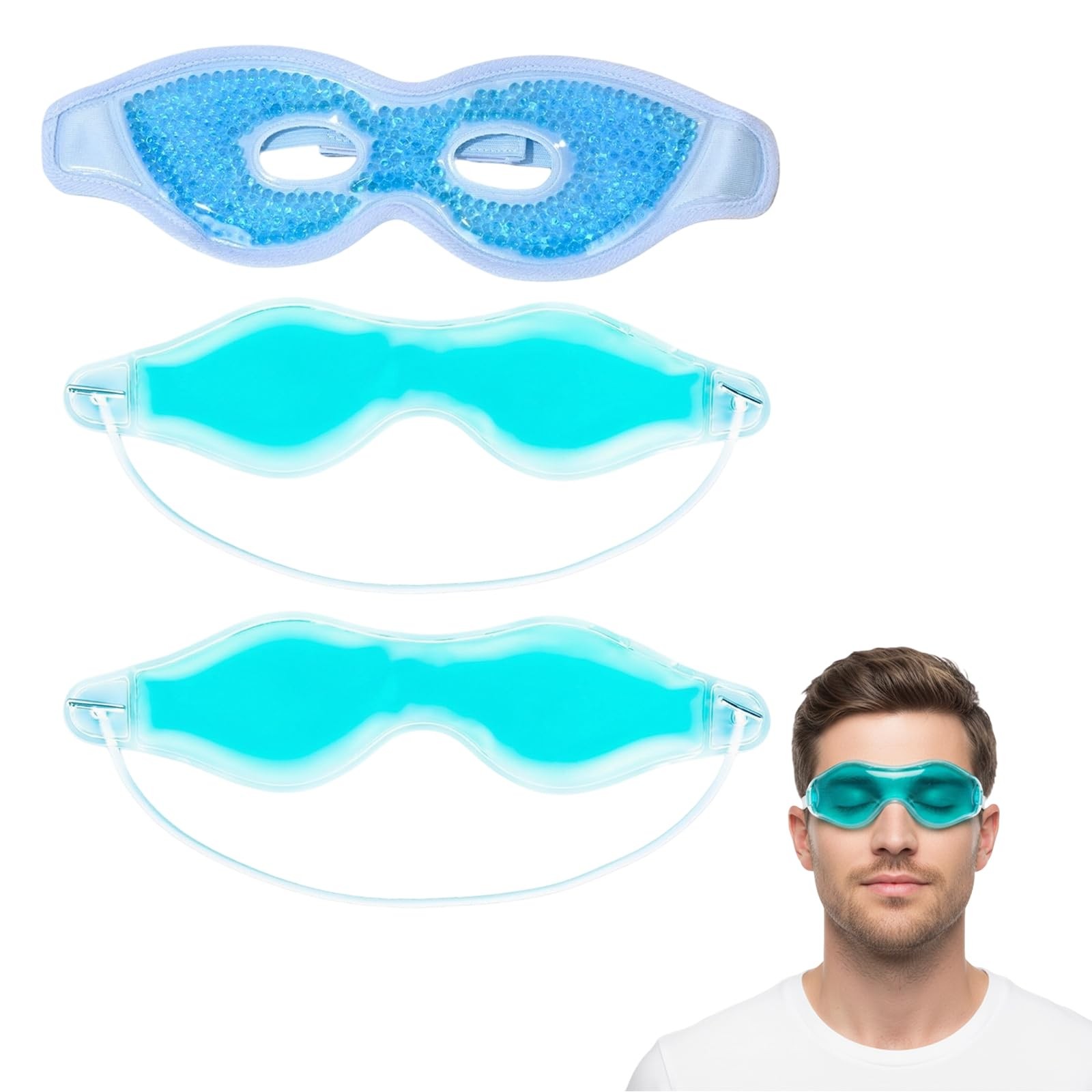 Kühlende Augenmaske, 3 Stück Gel-Augenmasken Mit Kühlpads, 1 Gitterdesign Und...