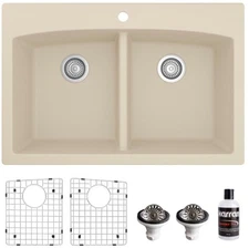 Karran USA QT-710-PK1 Quartz QT 33" Drop In Double Basin Quartz