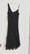 Sue Wong Dress Silk Hand Beaded Sequins Evening Gown Black prom sz 6 Short New Z