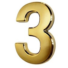 4 Inch Gold Mailbox Number 3, 3D Address Letter Stickers for House Apartment...