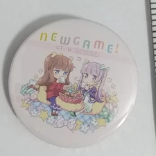 A78267 NEW GAME! Can badge Aoba & Hifumi Animate Book Fair 2015 Limited