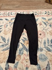 Women's Black Ankle Leggings with Pockets, Solid Pattern