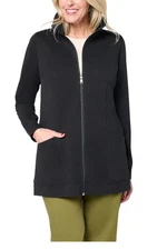 Denim & Co. Women's EasyWear French Terry Tunic Jacket Black