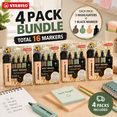 4 Packs / 16 Markers - STABILO BOSS ORIGINAL Nature Colors