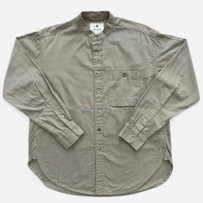 Snow Peak Stand Collar Button Shirt Small Organic Cotton Poplin Field Japan