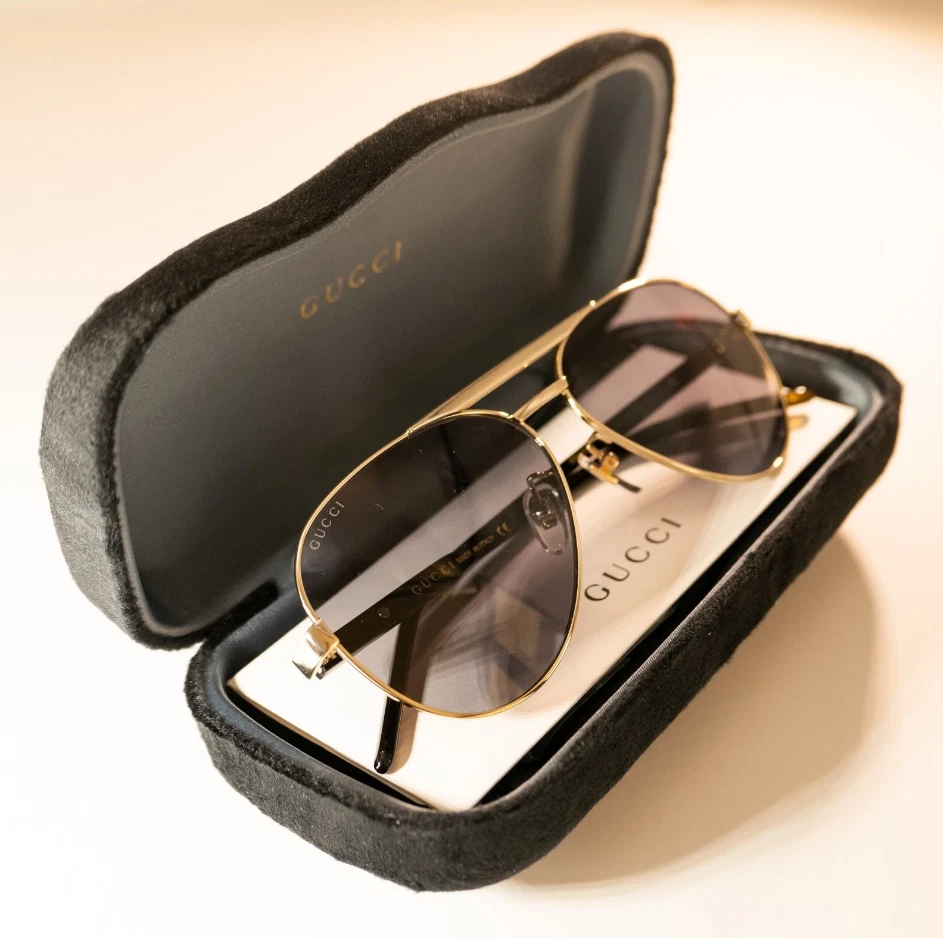 Gucci GG1163S 001 Aviator Sunglasses in Gold/Dark Havana and Gray Lens - Image 3 of 4