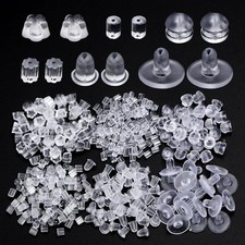 200-1000pcs Soft Rubber Ear Plugs Transparent Earring Back Stopper Studs