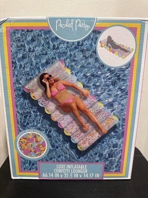 Packed Party Luxe Confetti Pool Lounger Float for Ages 14+ Years  New