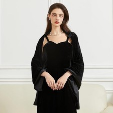 Women's Velvet Shawl for Wedding Black