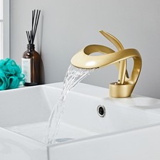 Waterfall Bathroom Sink Faucet Single Handle/Hole Basin Vanity Vessel Mixer T