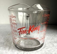 Vintage Anchor Hocking Fire King 1 Liter 32 Oz Glass Measuring Cup / Jug.