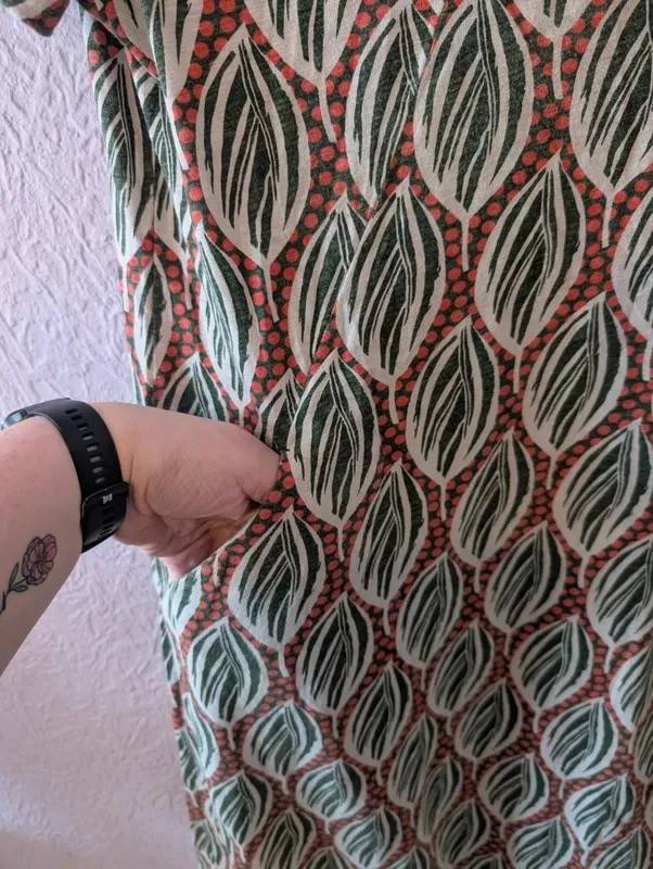 White Stuff Green Leaf Print Jersey Dress UK 12 Cotton Pockets Casual Summer image 2