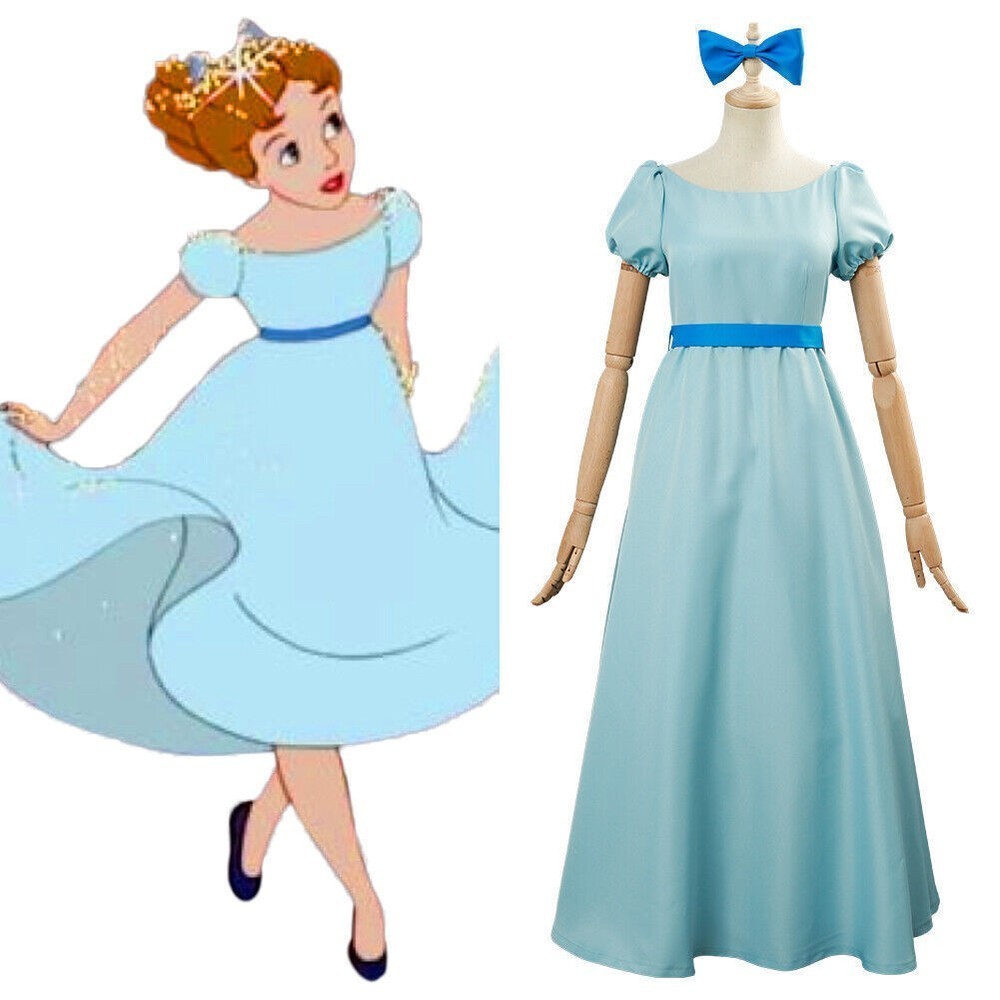 2026 Peter Pan Wendy Darling Disfraz Juegos con disfraces Halloween Vestido Azul Cielo Adulto Reino Unido