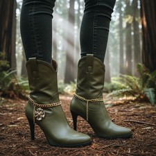 Women Gold Metal Chain Boot Bracelet Shoe Anklet Bling Beads Flower Charm PAIR