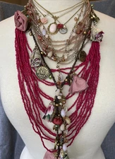 BOHO Necklace Junk Jewelry Lot Vintage - Modern Wear, Repair, Craft, Harvest