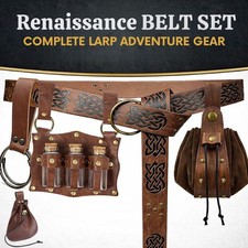 Medieval Viking Belt Set LARP Cosplay Utility Belt Pouch Potion Holder Renaissan