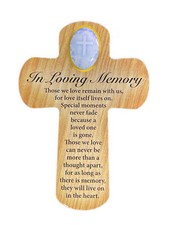 PALM CROSS - IN LOVING MEMORY 8.3X6CM MDF HAND HELD CROSS MEDAL