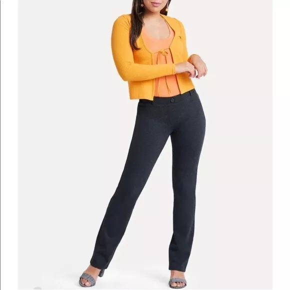 Betabrand Straight-Leg Classic Dress Pant Yoga Pants Charcoal Women's Large