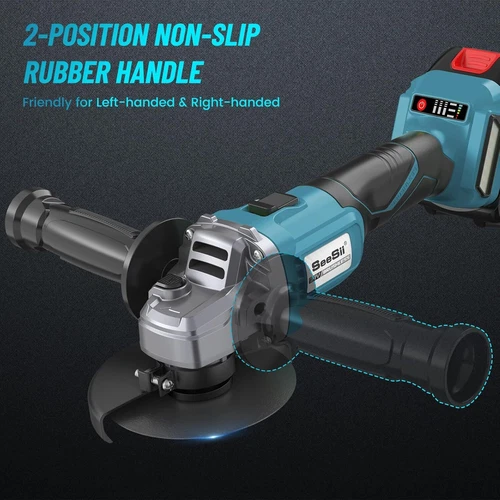 SEESII 21V Brushless Cordless Angle Grinder Kit 4-1/2" Discs 2x 4.0Ah Battery - Picture 5 of 9