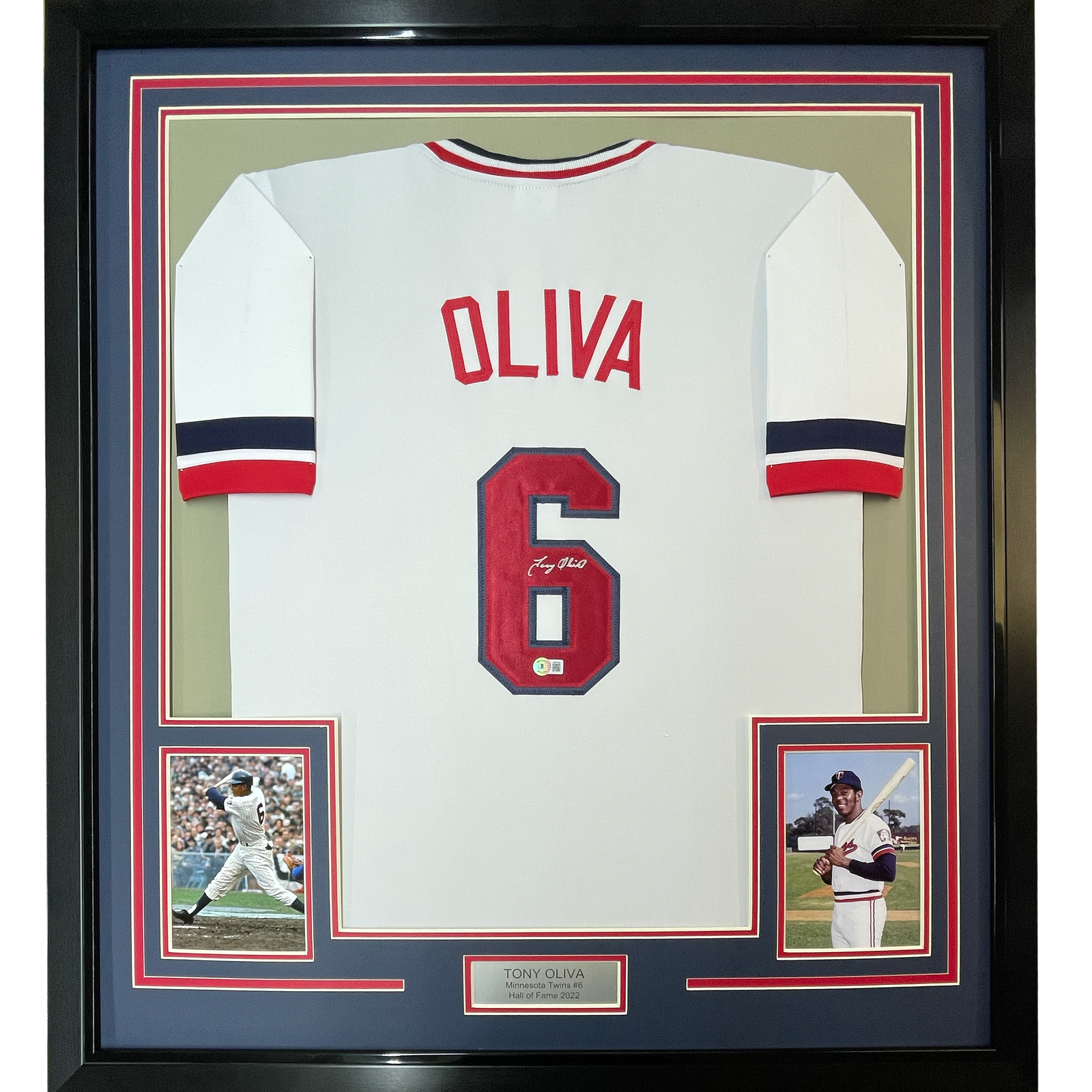 Tony Oliva Autographed Signed Minnesota Twins Framed / 33x42 Minnesota White Jersey BAS COA 
