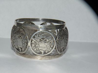 ANTIQUE GUATEMALA ONE PESO SILVER COIN NAPKIN RING 1897 coin silver