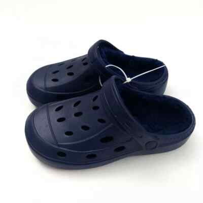 BERKLEY JENSEN KIDS' Boys COMFORT NAVY BLUE CLOGS  FAUX FUR LINING  SIZE 8C  NWT