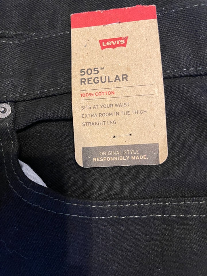 NWT Men's Levi's 505 Big & Tall Regular Fit Black Jeans Size 50 X 32 eBay