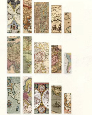 15pcs Nautical Maps- Opaque Washi Stickers- Scrapbook, Journal, DIY Crafts