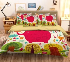 3D Red Elephant 588 Bed Pillowcases Quilt Duvet Single Queen King US Lemon