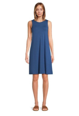 new Time and Tru Women's Sleeveless Knit Dress blue comet S 4-6 With Pocket